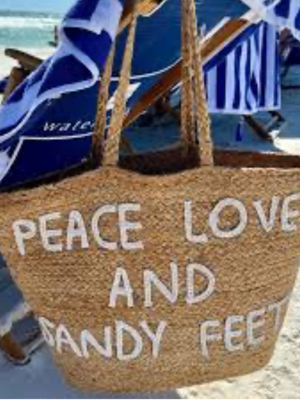 Sugarboo & Co. Large Jute Tote Bag -
"Peace, Love & Sandy Feet"